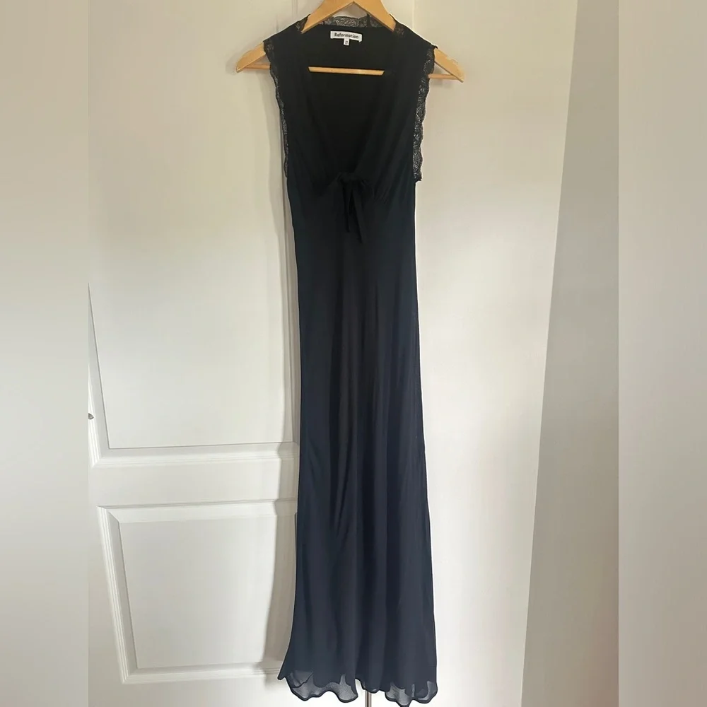 NEW  Reformation Sharla Long Dress Lace Black | size XS - Picture 6 of 9